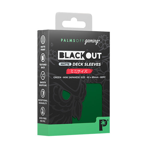 Palms Off Japanese 60pc Blackout Deck Sleeves - Green Matte - Sleeves