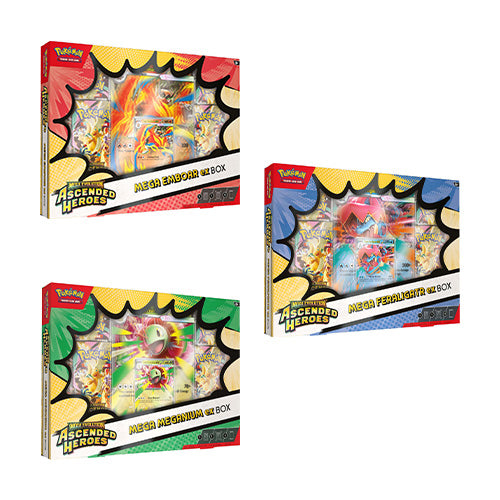 Pokemon TCG Mega Evolution Ascended Heroes Mega Meganium / Mega Emboar / Mega Feraligatr ex Box (Set of 3) - Trading Card Games