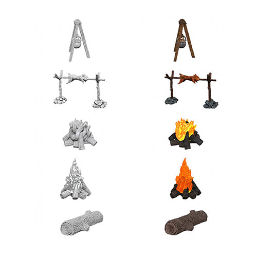 WizKids Deep Cuts Unpainted Miniatures Camp Fire & Sitting Log - Miniatures - 2
