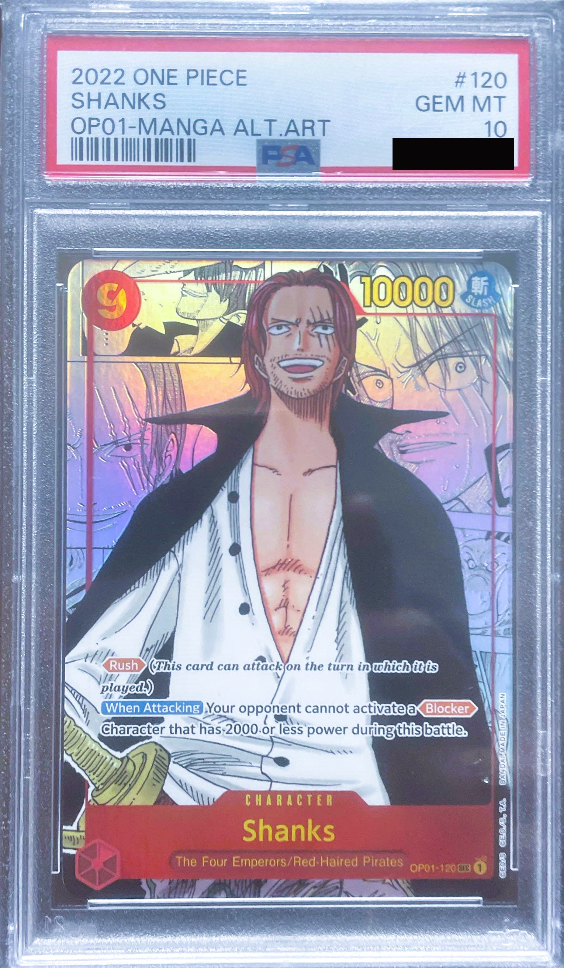 PSA 10 Manga Shanks (Parallel) (Alternate Art) - OP01-120 One Piece - Romance Dawn - Single Cards
